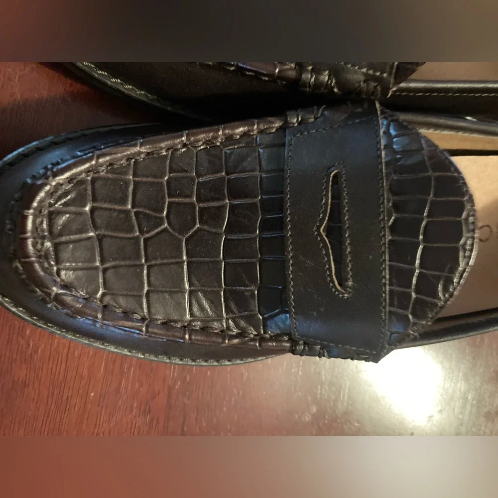 Vionic Brown Croc-Embossed Leather Loafers - Picture 2 of 4